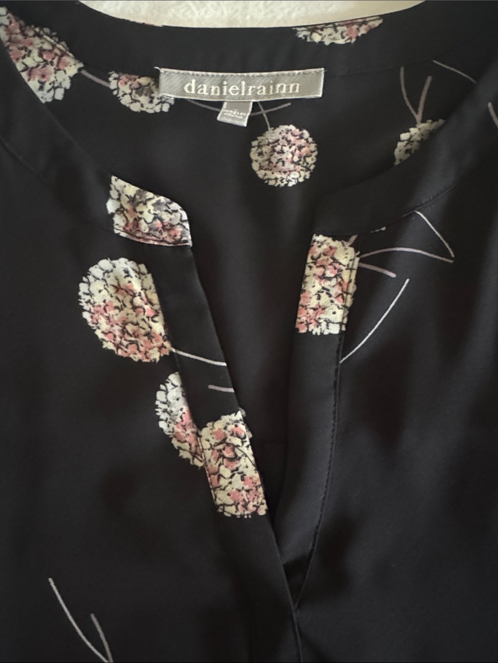 daniel rainn Black Floral-Print V-Neck Sweater